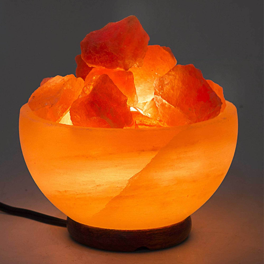 12V 12W Fire Bowl Himalayan Pink Salt Lamp Carved Rock Crystal Light
