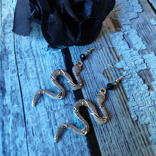 Harvest Ritual Moon Snake Earrings Jewelry Wicca Big Snake Pendant