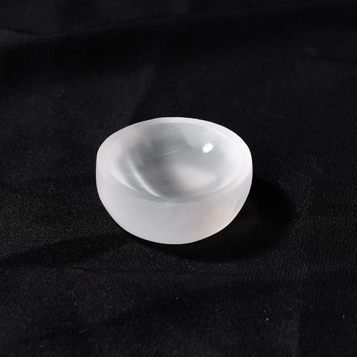 1pc Natural Stone Sculpture White Selenite Bowl Shape Crafts