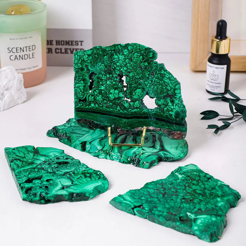 1pc Natural Crystal Green Eyes Malachite Raw Stone Healing Stone