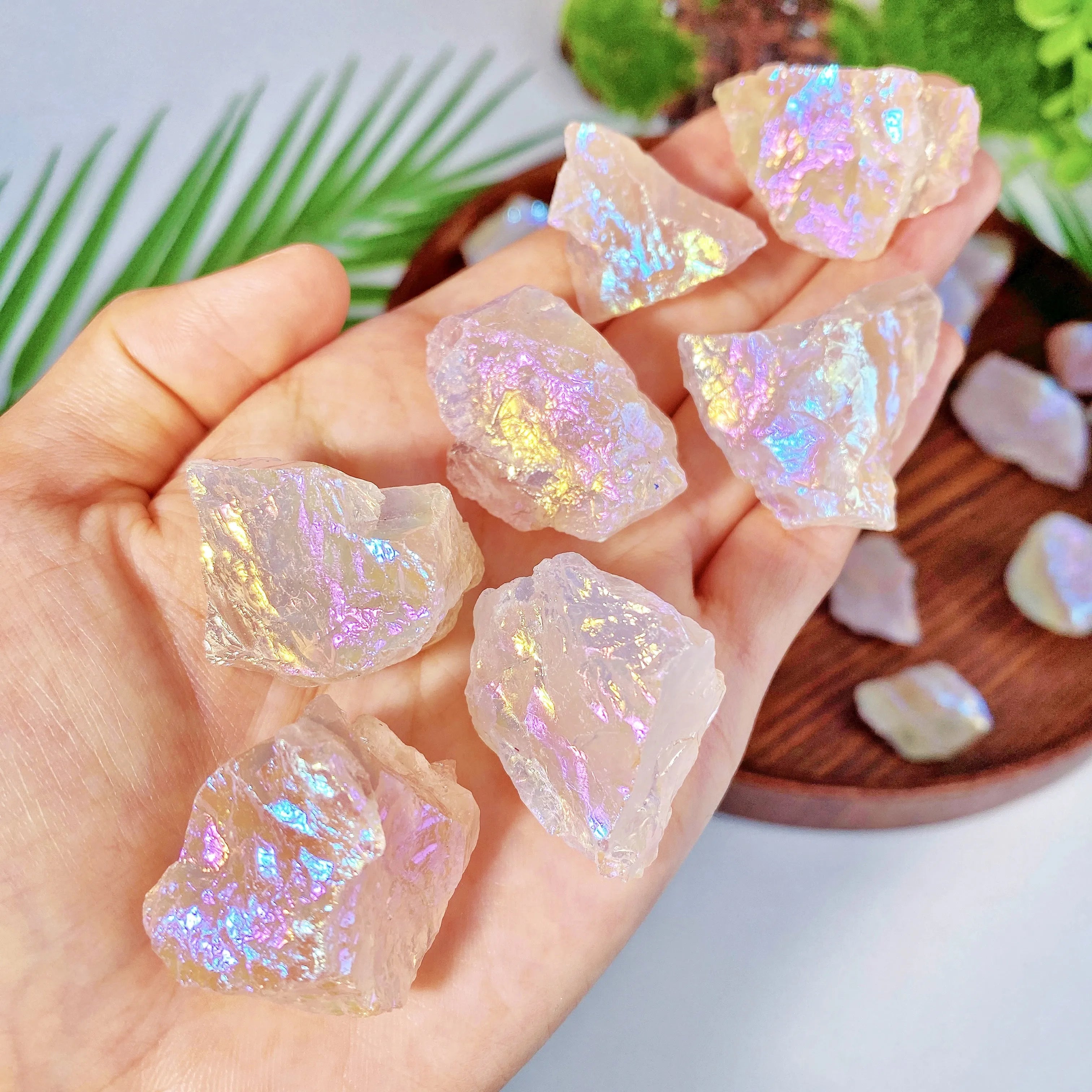 1PC High Quality Aura Rose Quartz Raw Stone Natural Crystal Raw