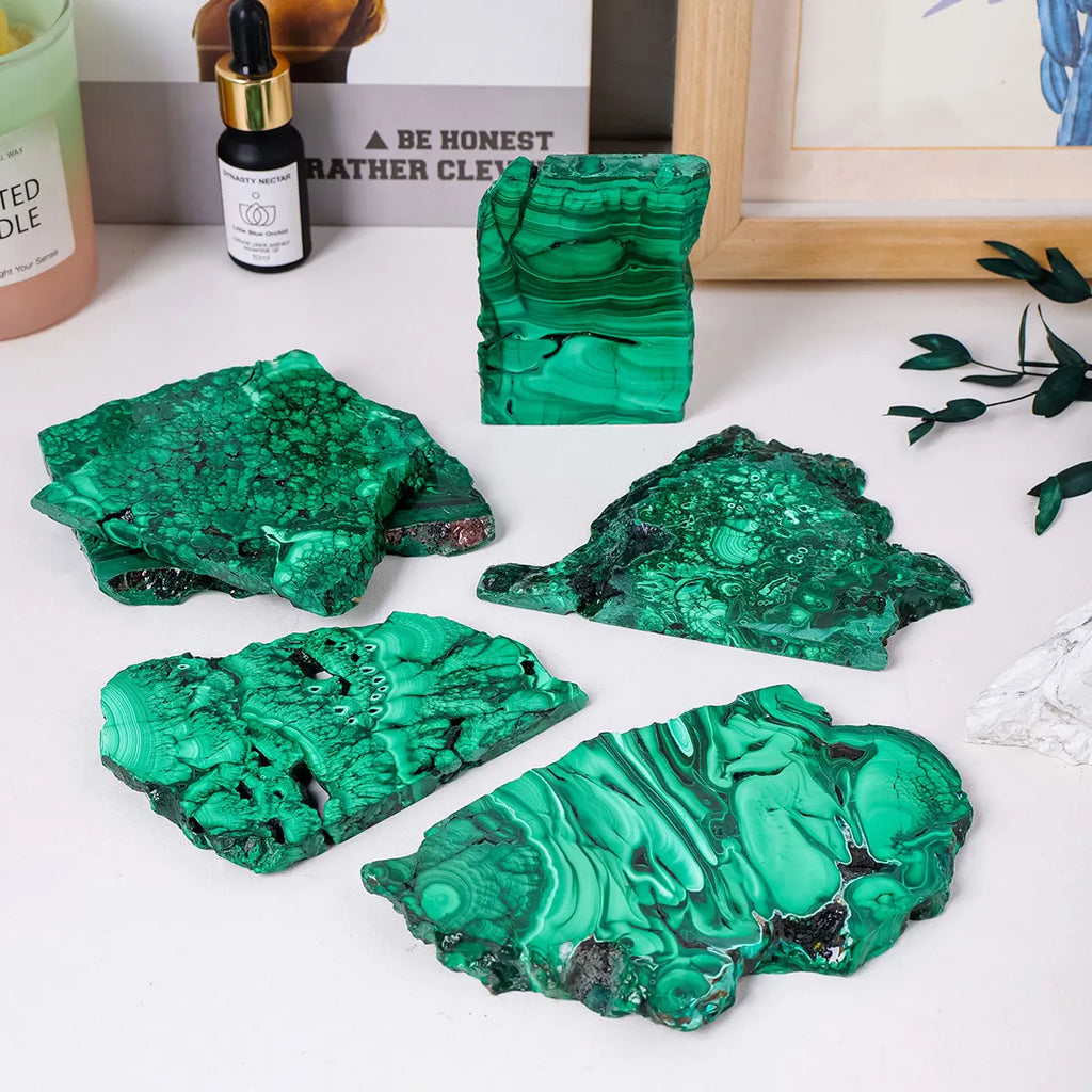 1pc Natural Crystal Green Eyes Malachite Raw Stone Healing Stone