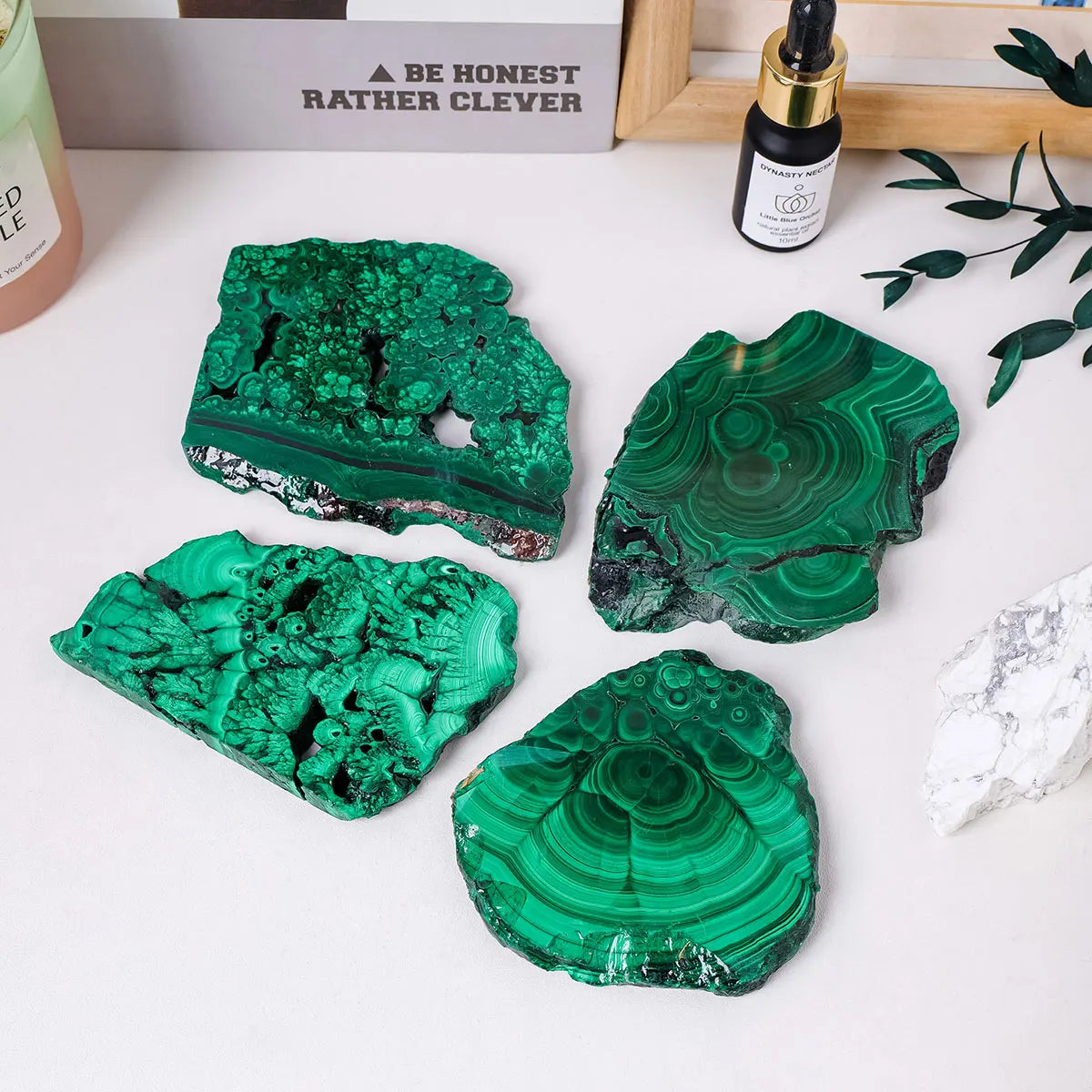 1pc Natural Crystal Green Eyes Malachite Raw Stone Healing Stone