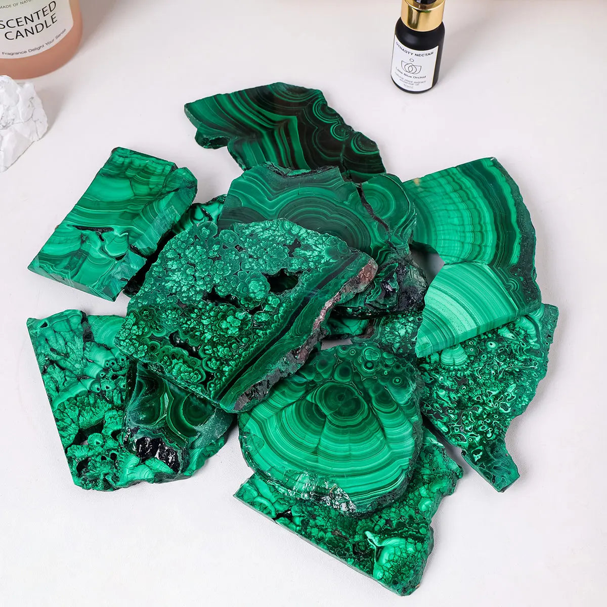 1pc Natural Crystal Green Eyes Malachite Raw Stone Healing Stone