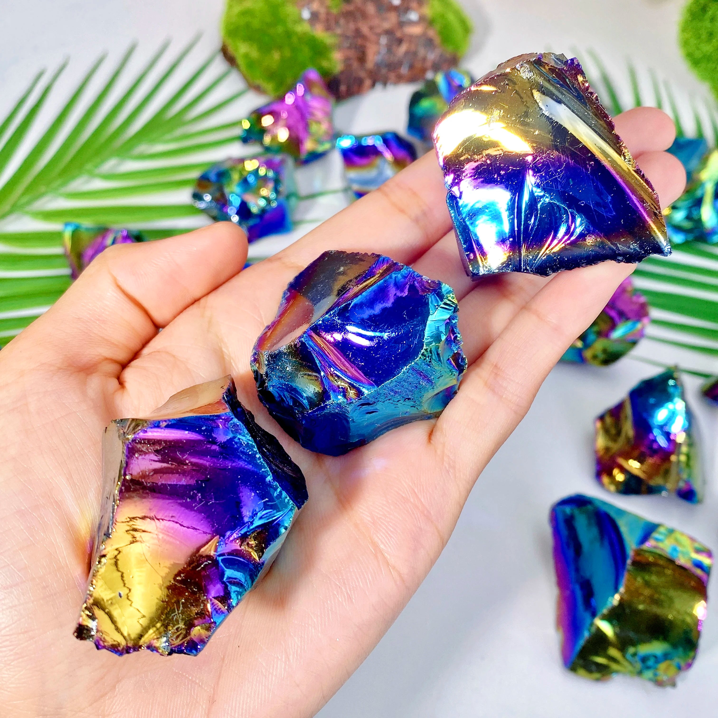 1PC High Quality Aura Obsidian Raw Stone Natural Crystal Raw