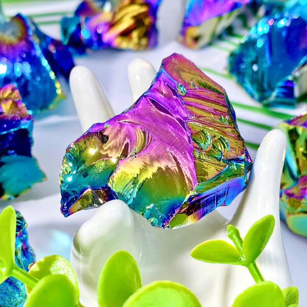 1PC High Quality Aura Obsidian Raw Stone Natural Crystal Raw