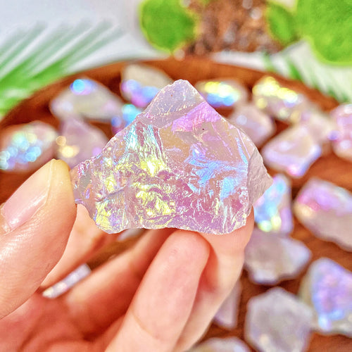 1PC High Quality Aura Rose Quartz Raw Stone Natural Crystal Raw