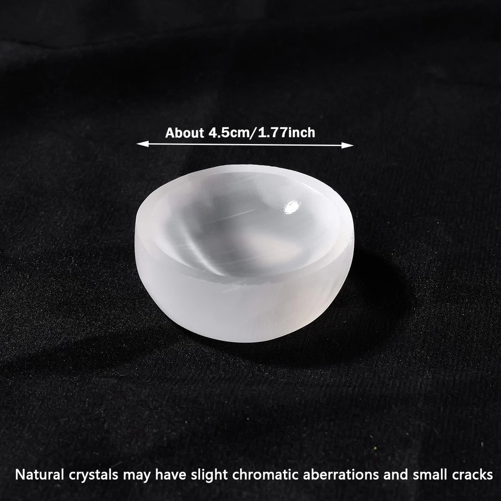 1pc Natural Stone Sculpture White Selenite Bowl Shape Crafts